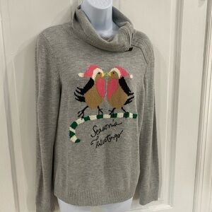 Talbots Women's Holiday Cowl Neck Sweater Gray lambs wool